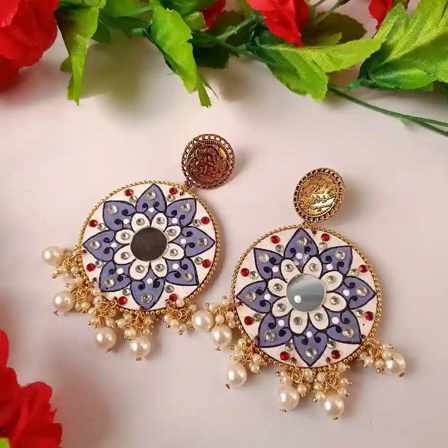 Tela Naari Mandala Hand Painted Earrings Nusrat