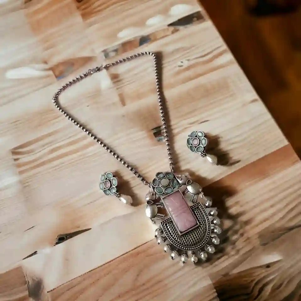SILVER REPLICA NECKLACE RAVIKA PINK