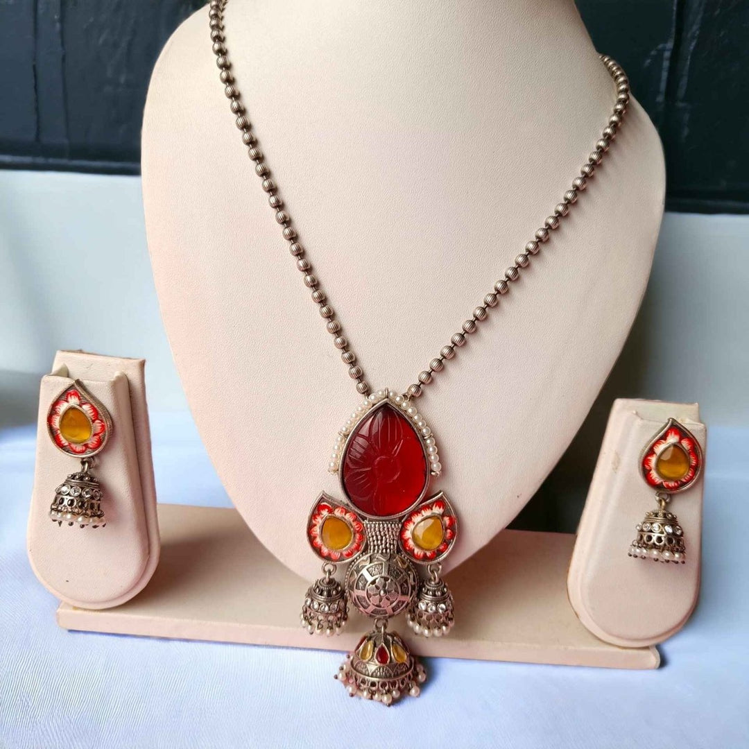 SILVER REPLICA NECKLACE SET HASLEY RED
