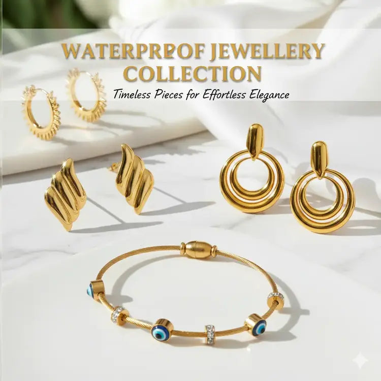 Waterproof Jewellery Collection by Tela Naari – Anti-Tarnish Gold Earrings and Bracelets for Everyday Wear