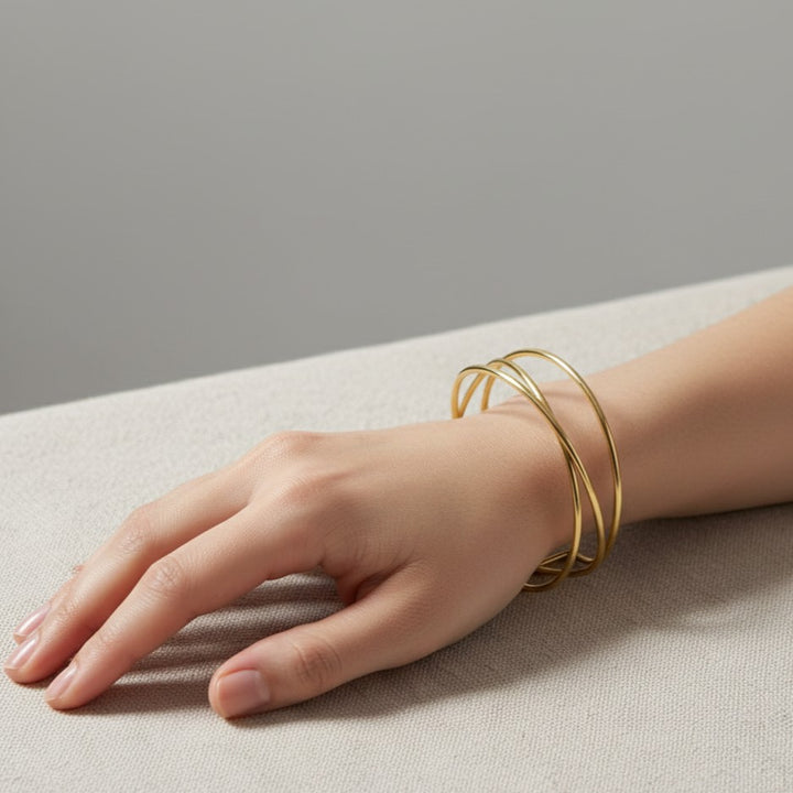 Sculpted Anti Tarnish Brass Cuff Bracelet