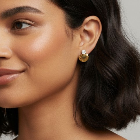 Tarnish-Free Pearl Shell Stud Earrings