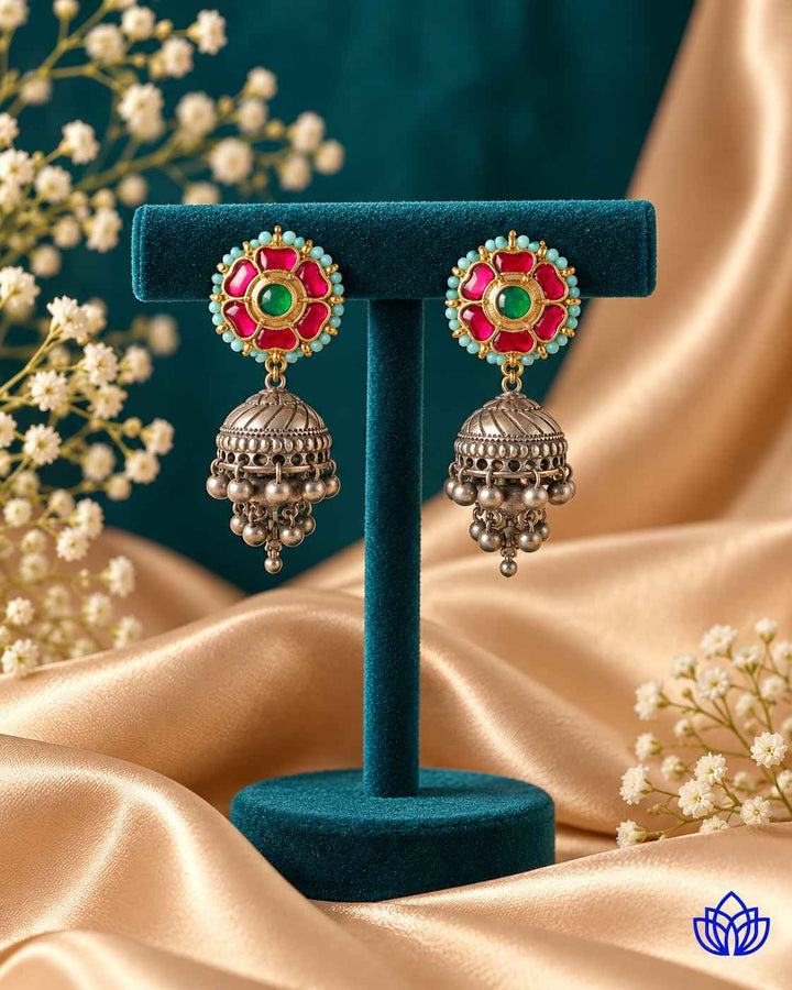 Sushmita Dual Tone Pachi Kundan Jhumka Earrings