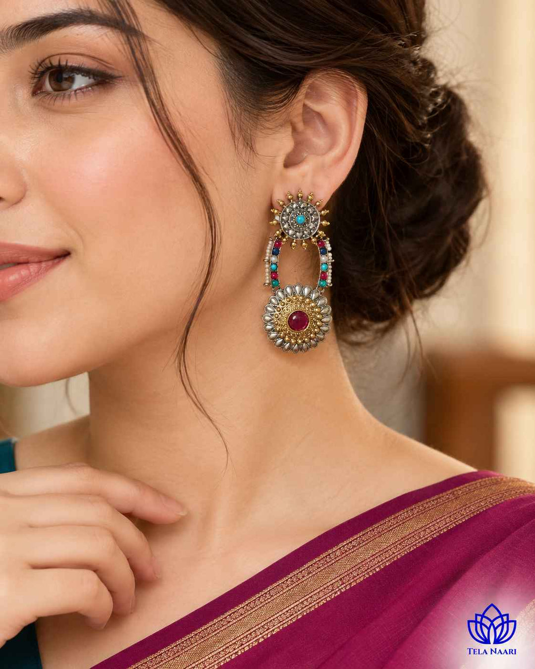 Sushma Dual Tone Dangler Earrings