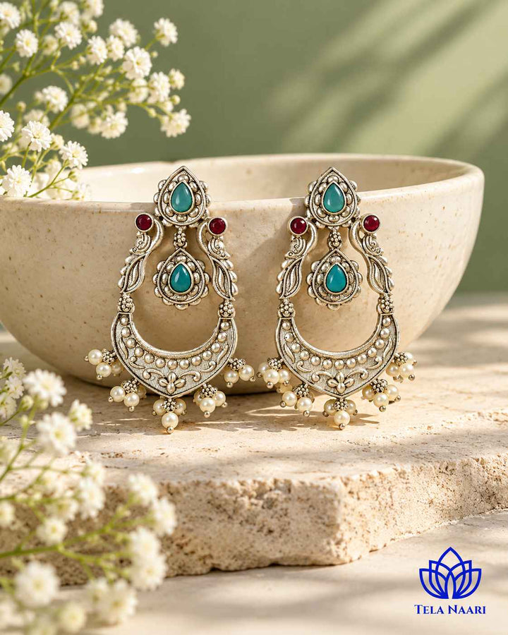 Silver Oxidised Earrings Jannat