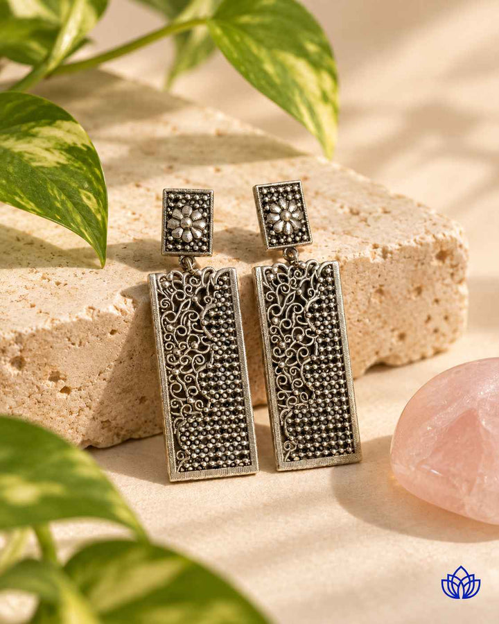 Bhavya Tear Drop Silver-Plated Earrings