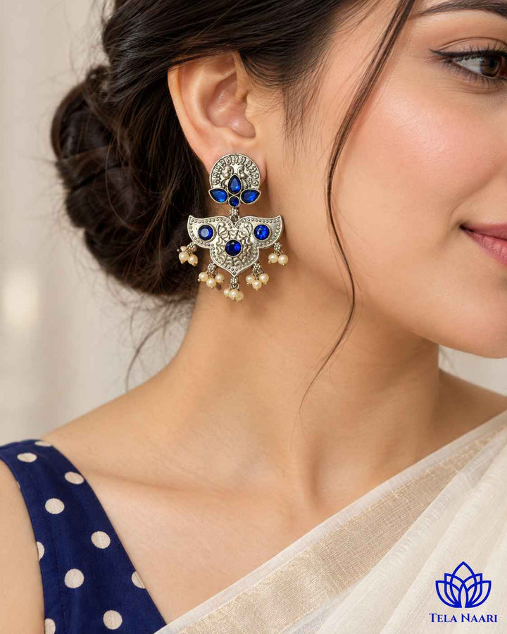 Silver Oxidised Earrings Bashobi