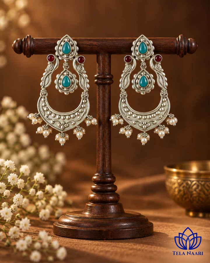 Silver Oxidised Earrings Jannat