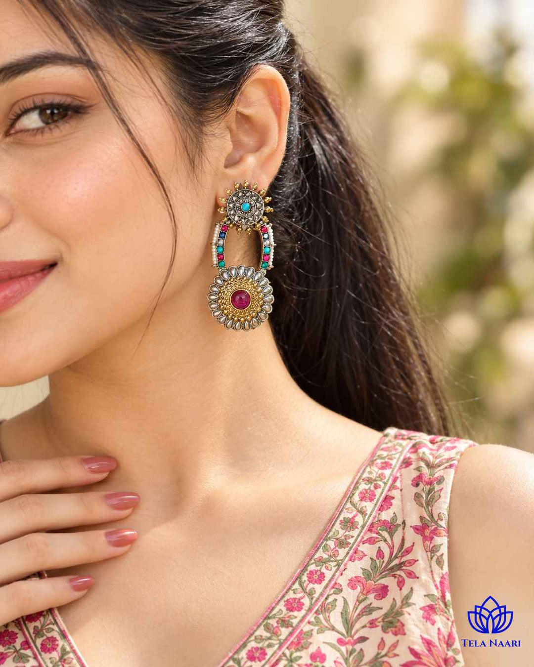 Sushma Dual Tone Dangler Earrings