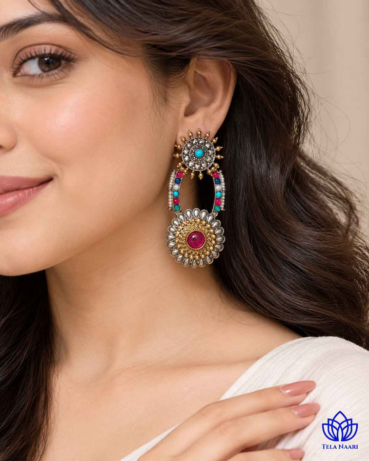 Sushma Dual Tone Dangler Earrings