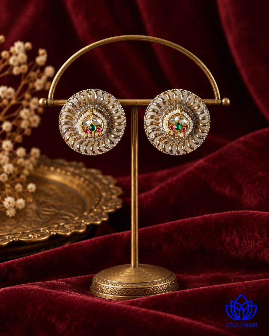 Ruchi Dual Tone Pachi Kundan Stud Earrings