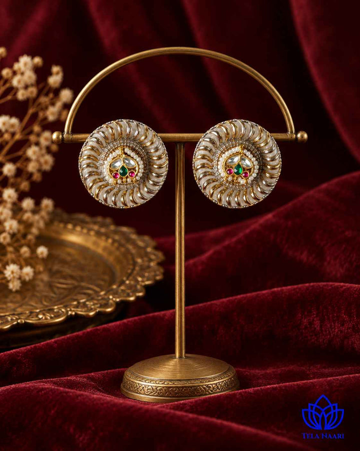 Ruchi Dual Tone Pachi Kundan Stud Earrings