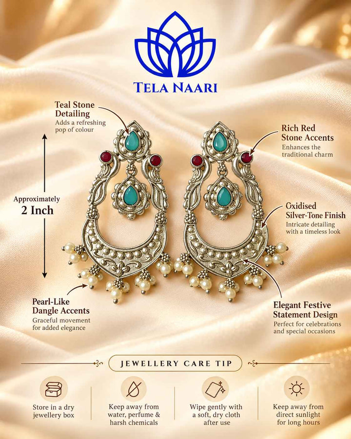 Silver Oxidised Earrings Jannat
