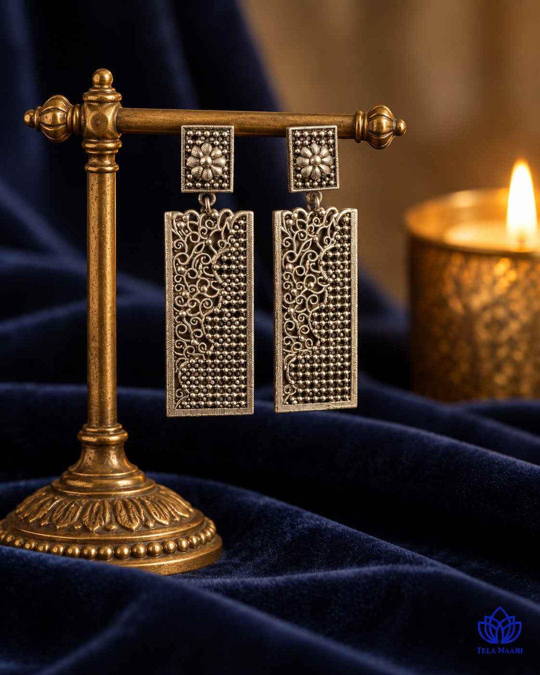 Bhavya Tear Drop Silver-Plated Earrings
