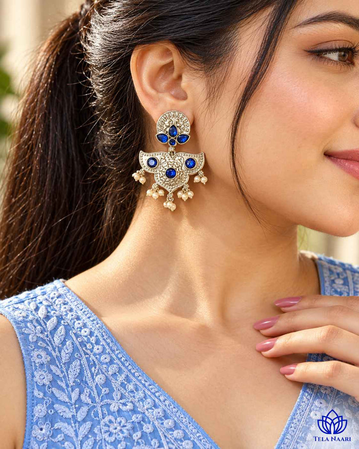 Silver Oxidised Earrings Bashobi