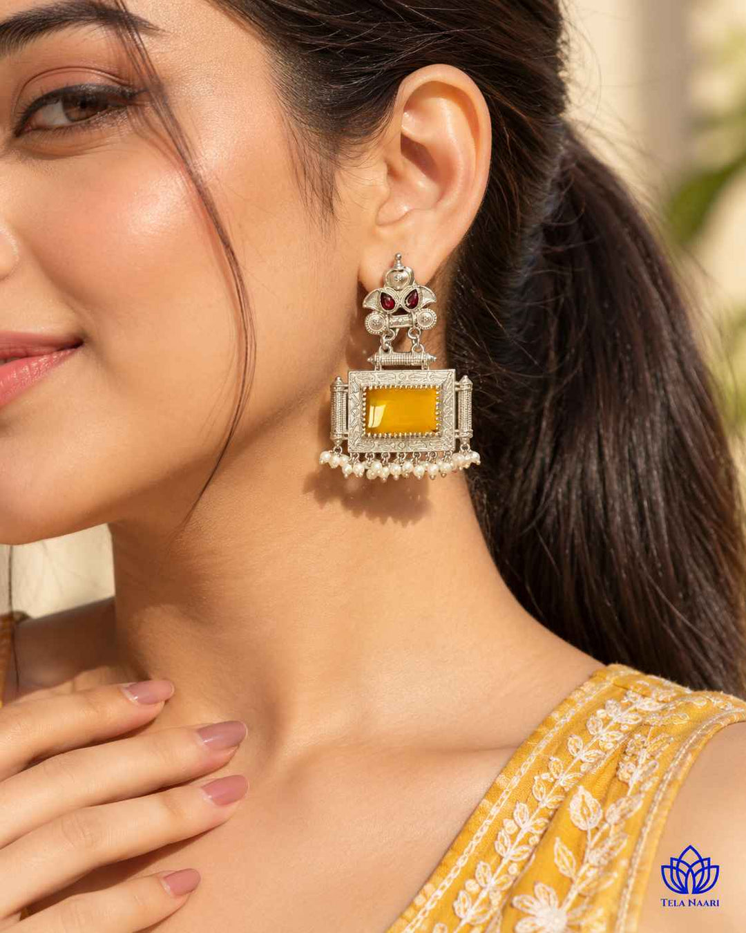 Classic Timeless Bharati Silver Pearl Oxidised Earrings