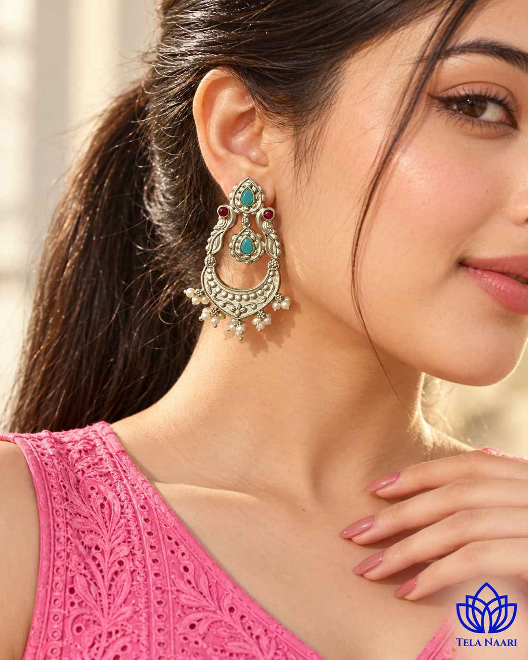 Silver Oxidised Earrings Jannat