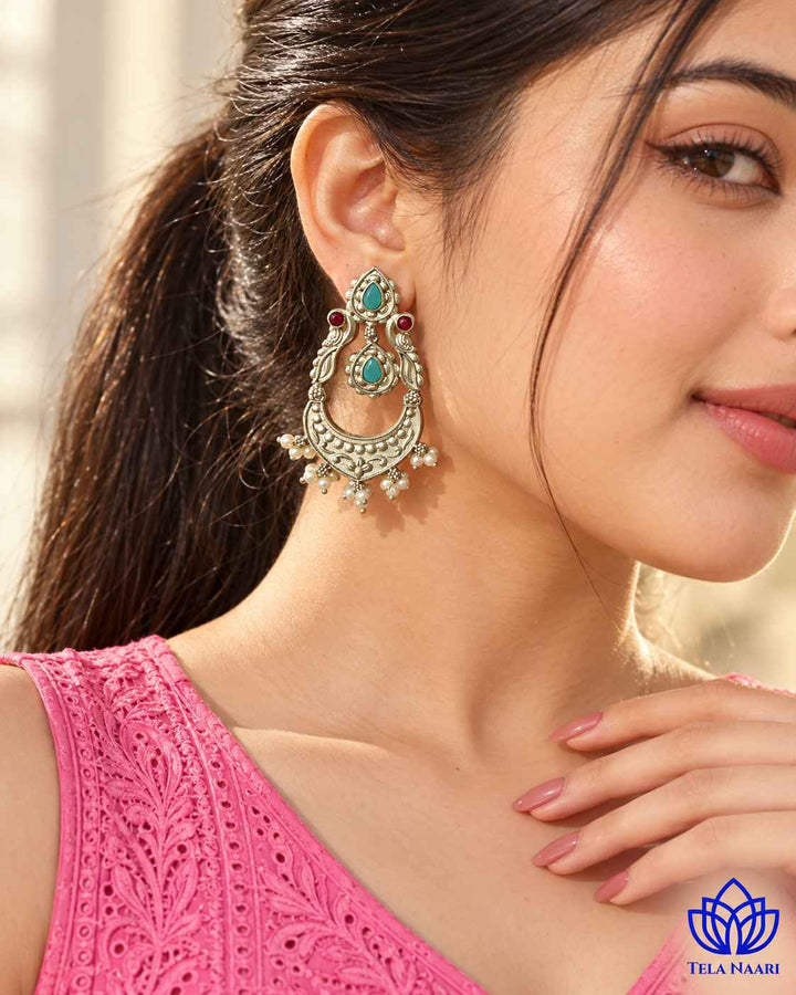 Silver Oxidised Earrings Jannat
