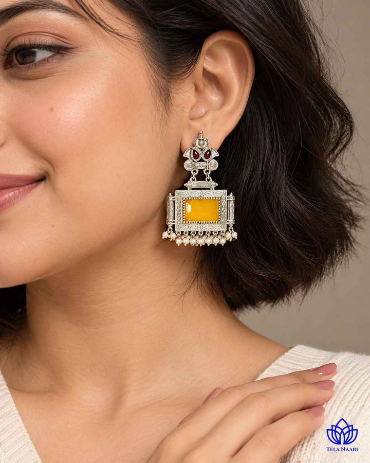 Classic Timeless Bharati Silver Pearl Oxidised Earrings