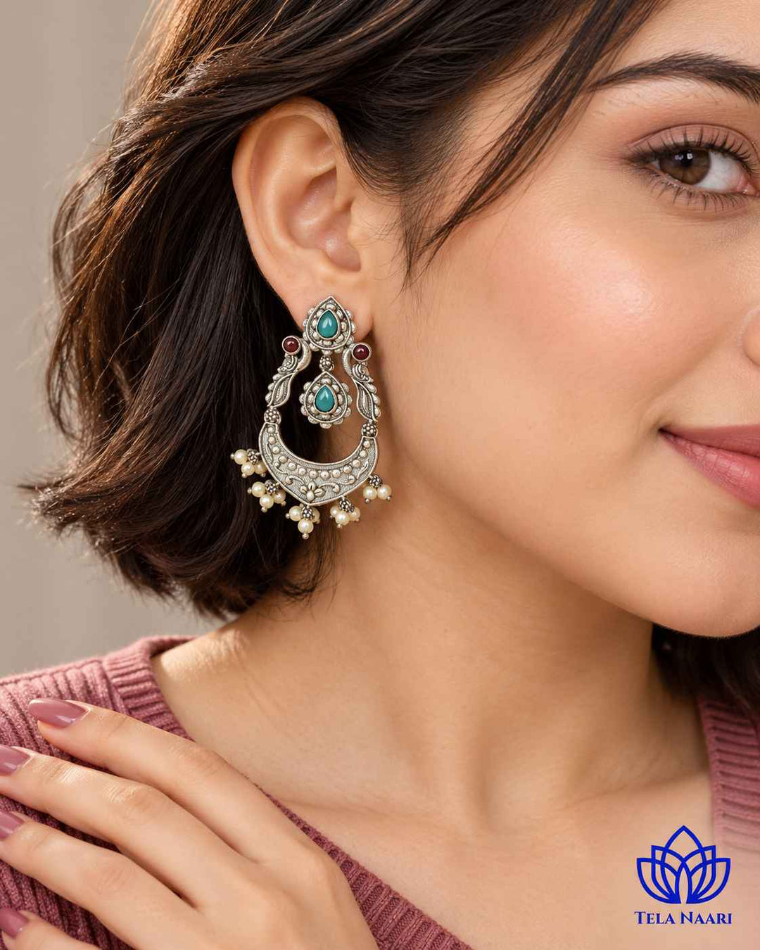Silver Oxidised Earrings Jannat