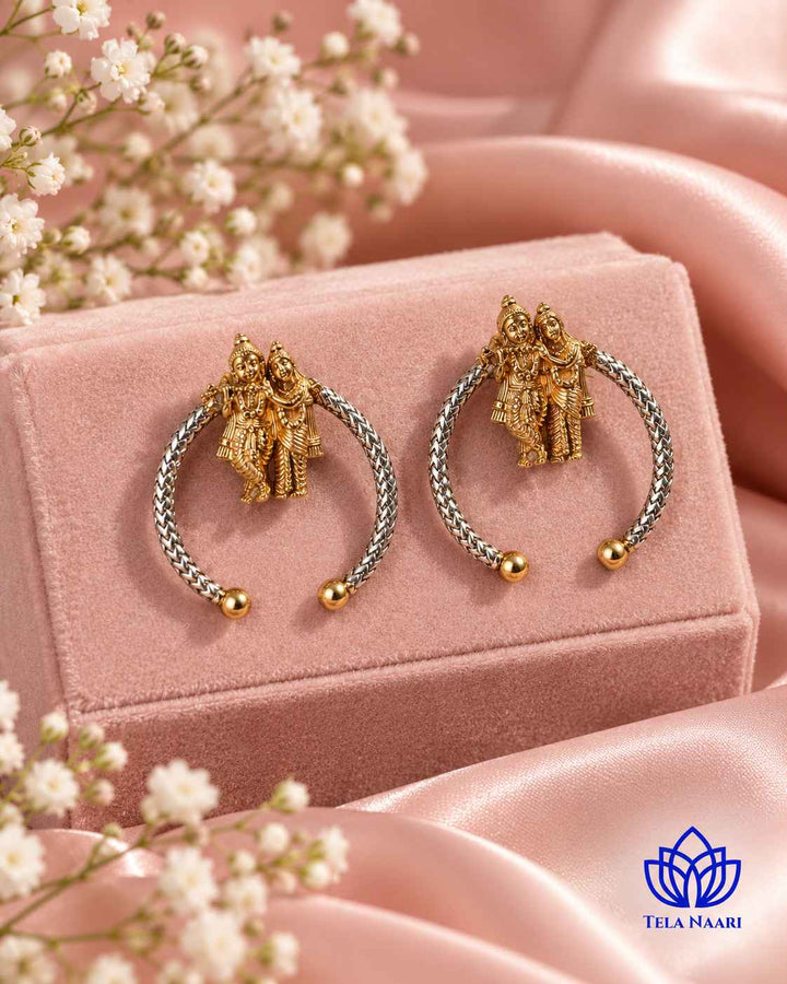 Radhe Krishna Dual Tone Stud Earrings