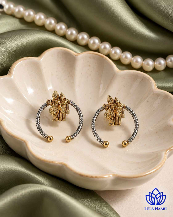 Radhe Krishna Dual Tone Stud Earrings