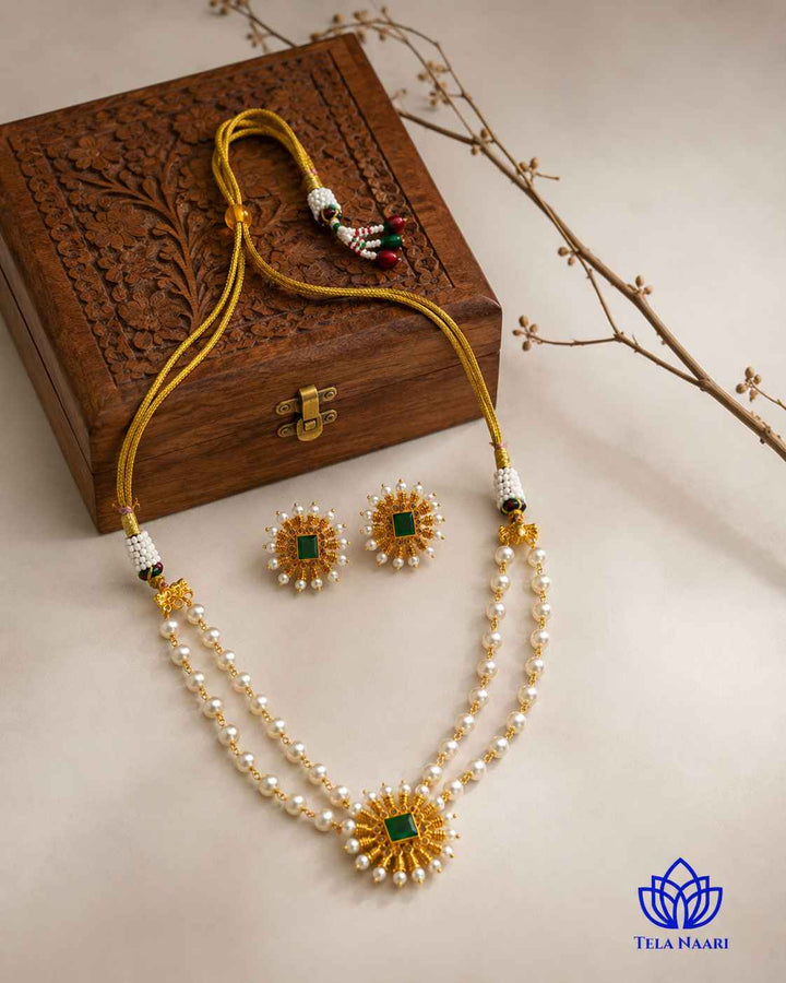 Jeevika Gold Plated Gold Stone Necklace Set