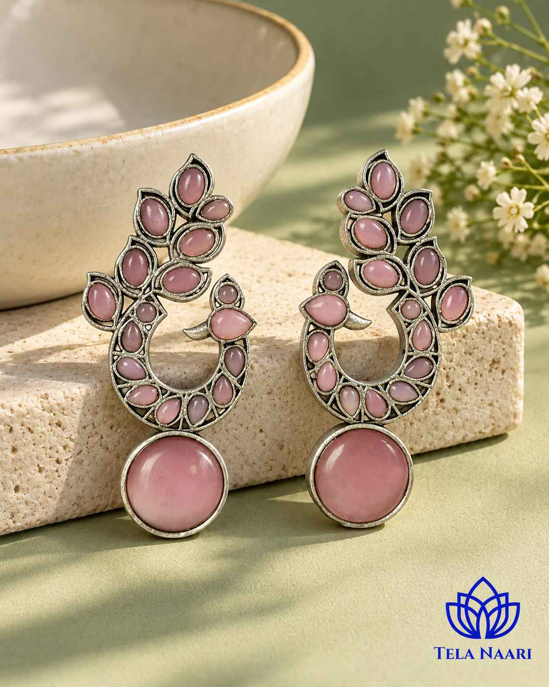Silver Oxidised Earrings Nalini