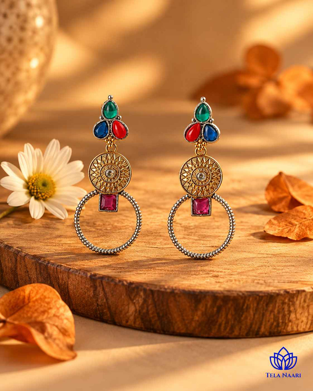 Aishwarya Multicolor Dual Tone Silver Plated Earrings