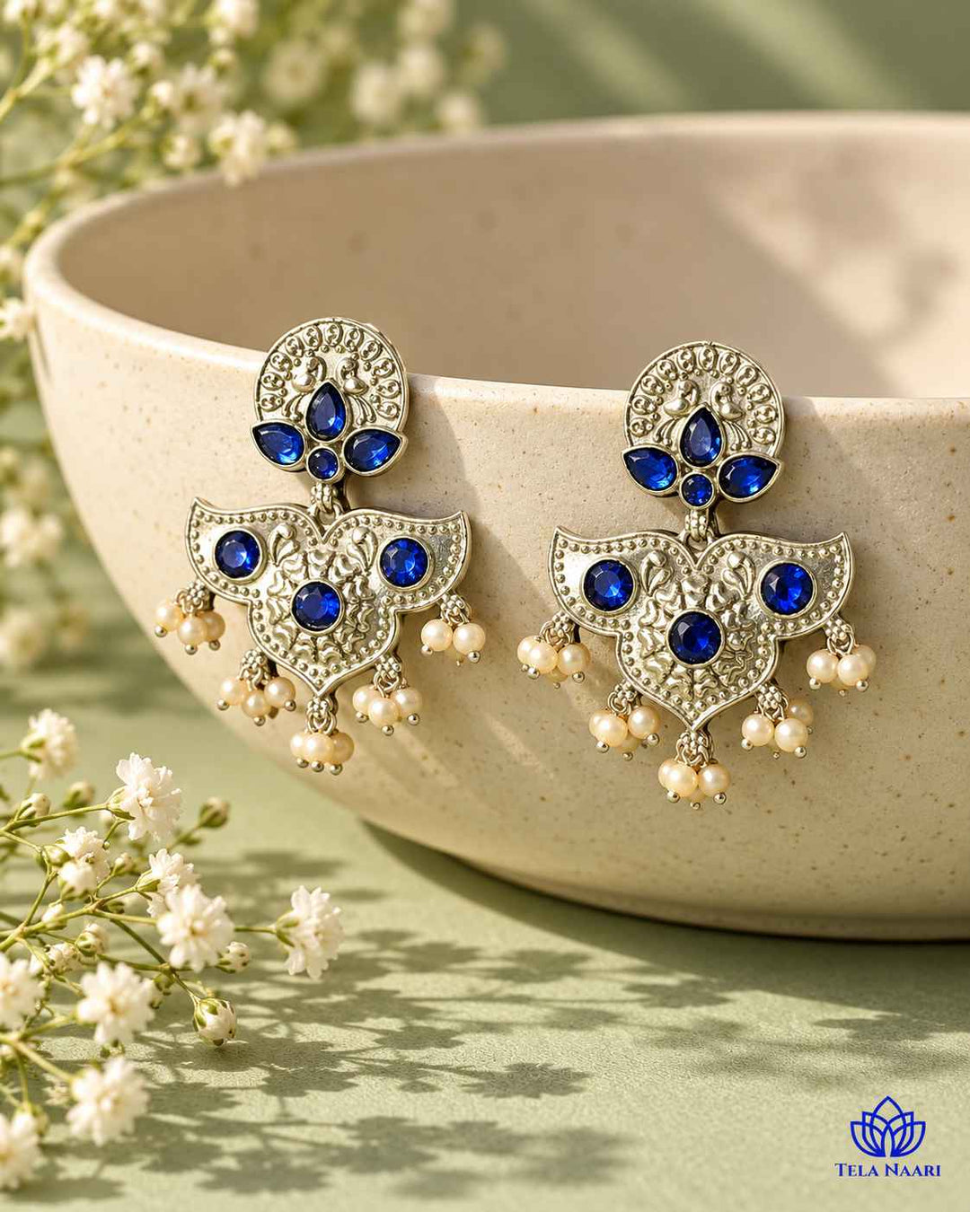Silver Oxidised Earrings Bashobi