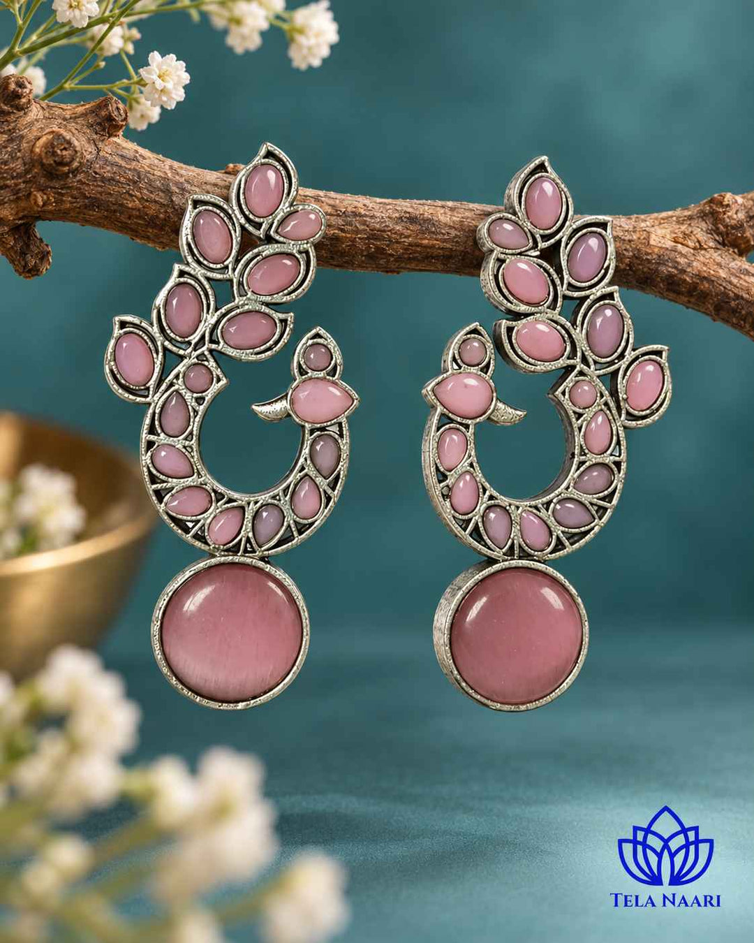 Silver Oxidised Earrings Nalini