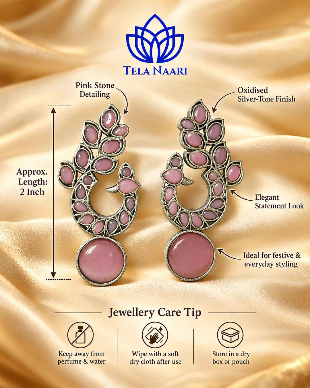 Silver Oxidised Earrings Nalini