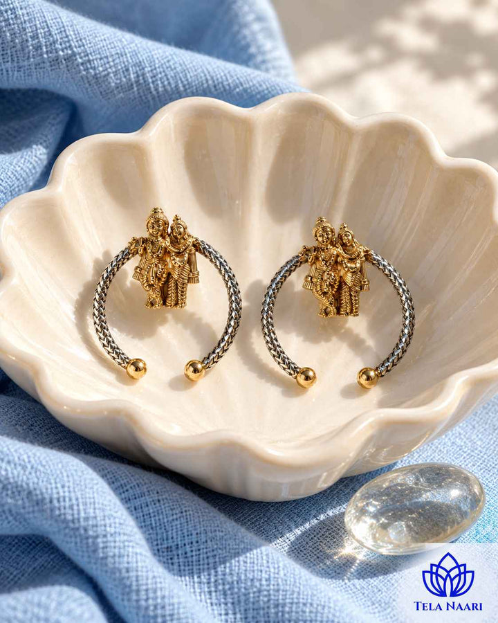 Radhe Krishna Dual Tone Stud Earrings