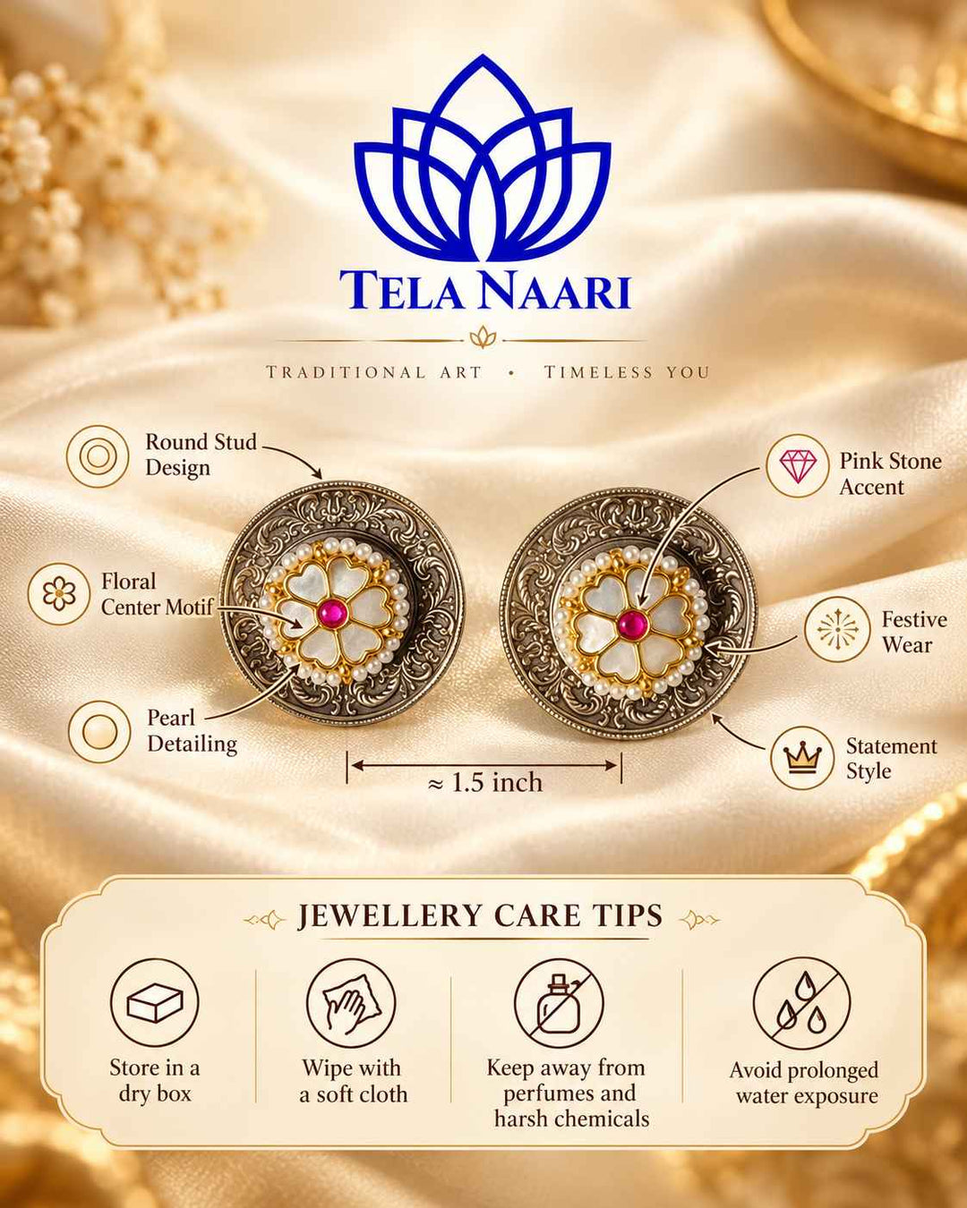 Neelu Dual Tone Pachi Kundan Stud Earrings