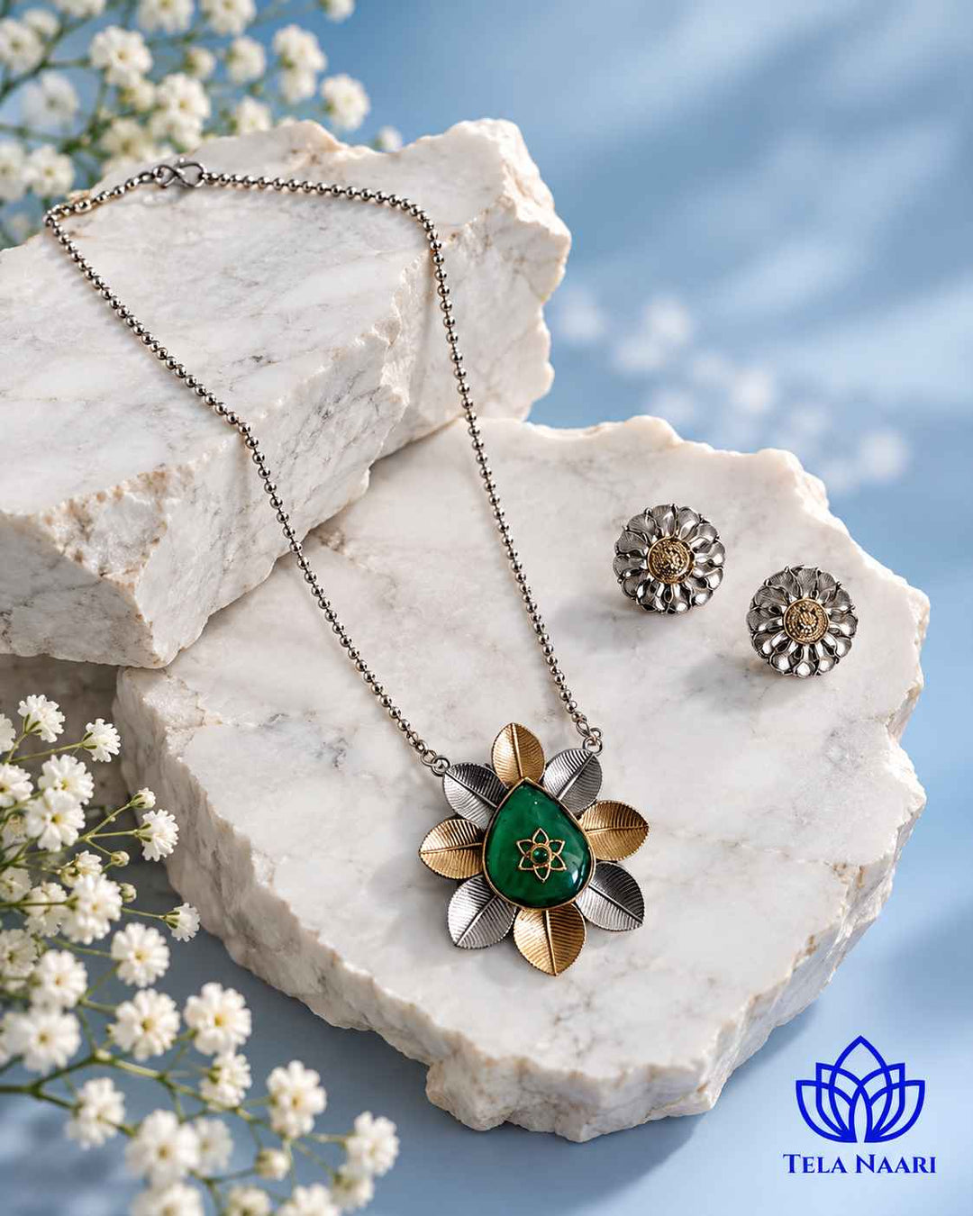 Teena Dual Tone Necklace Set