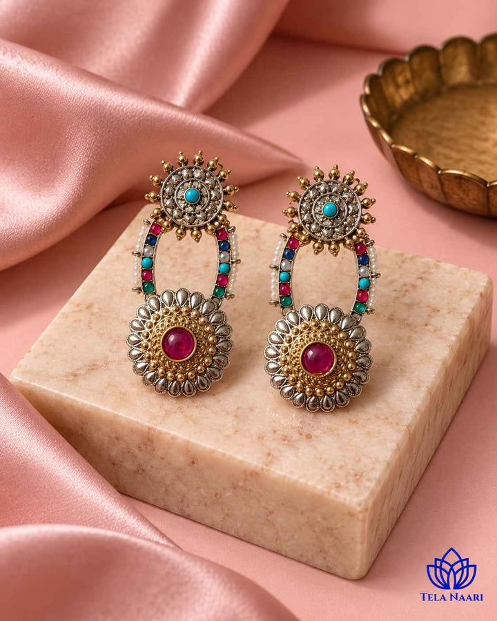 Sushma Dual Tone Dangler Earrings