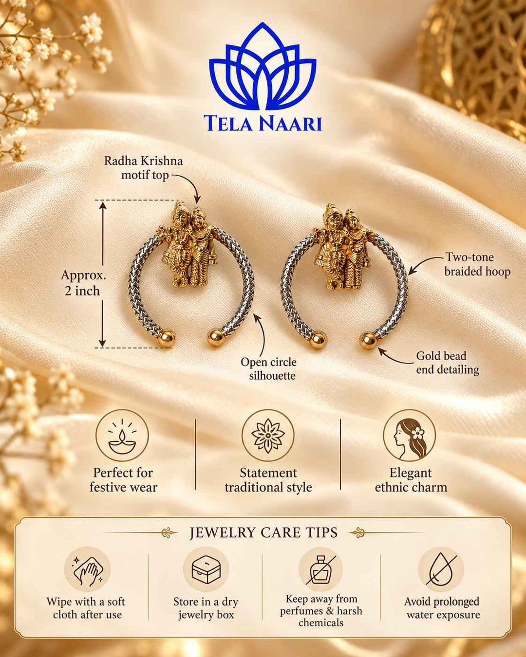 Radhe Krishna Dual Tone Stud Earrings
