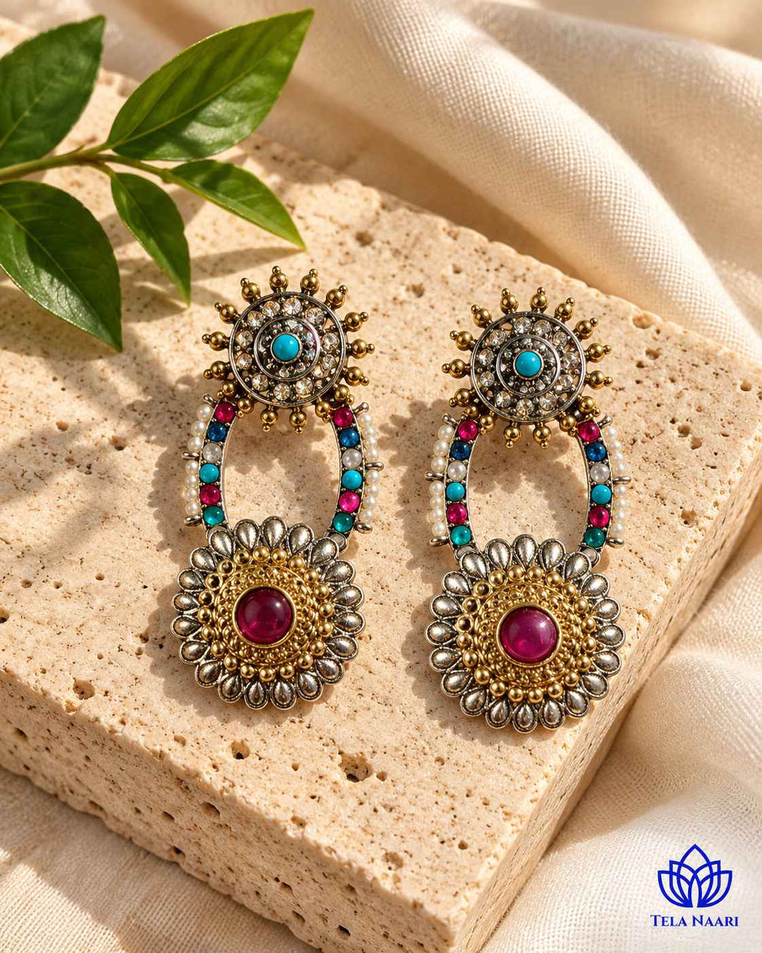 Sushma Dual Tone Dangler Earrings
