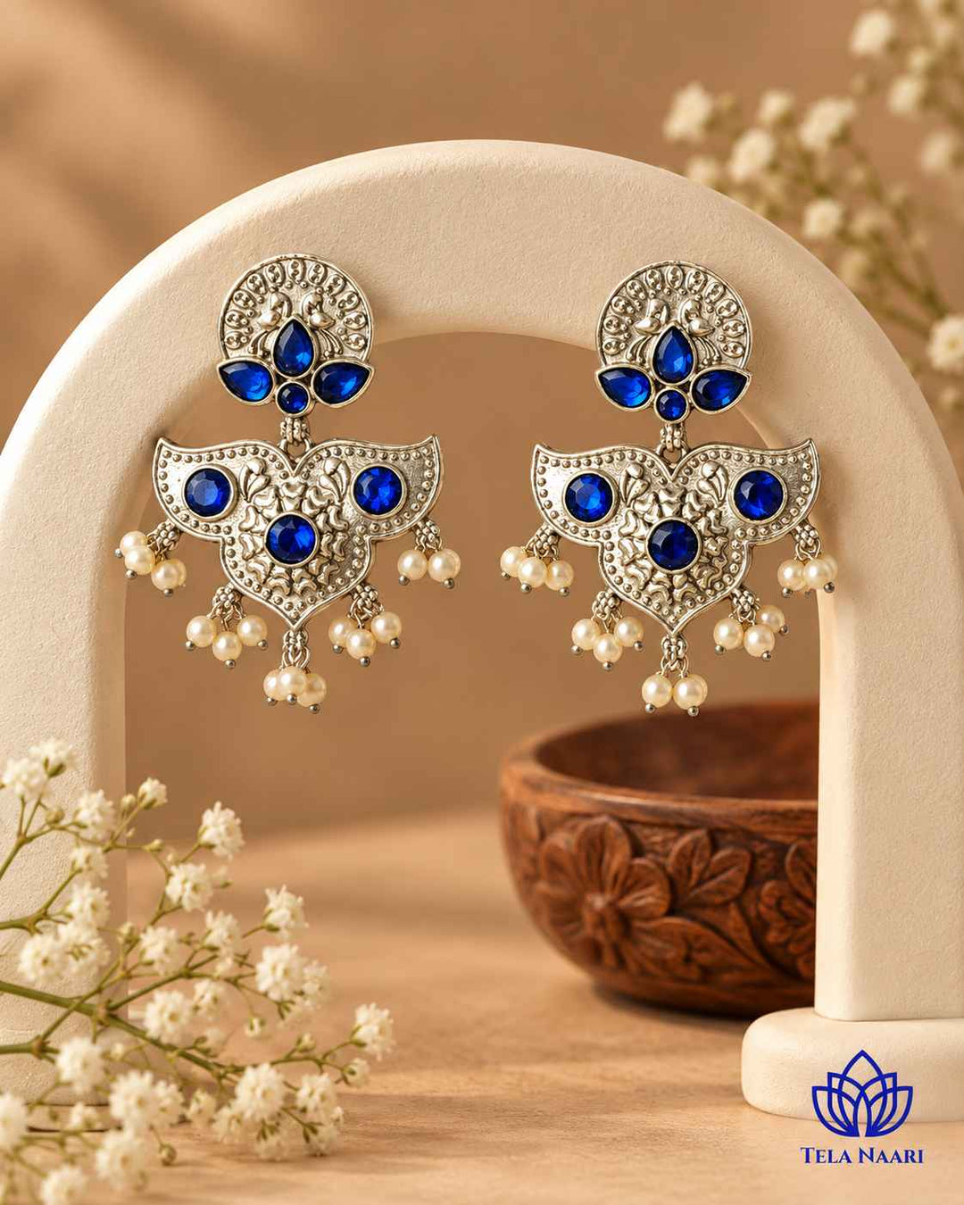 Silver Oxidised Earrings Bashobi