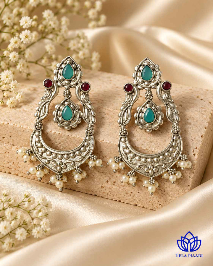 Silver Oxidised Earrings Jannat