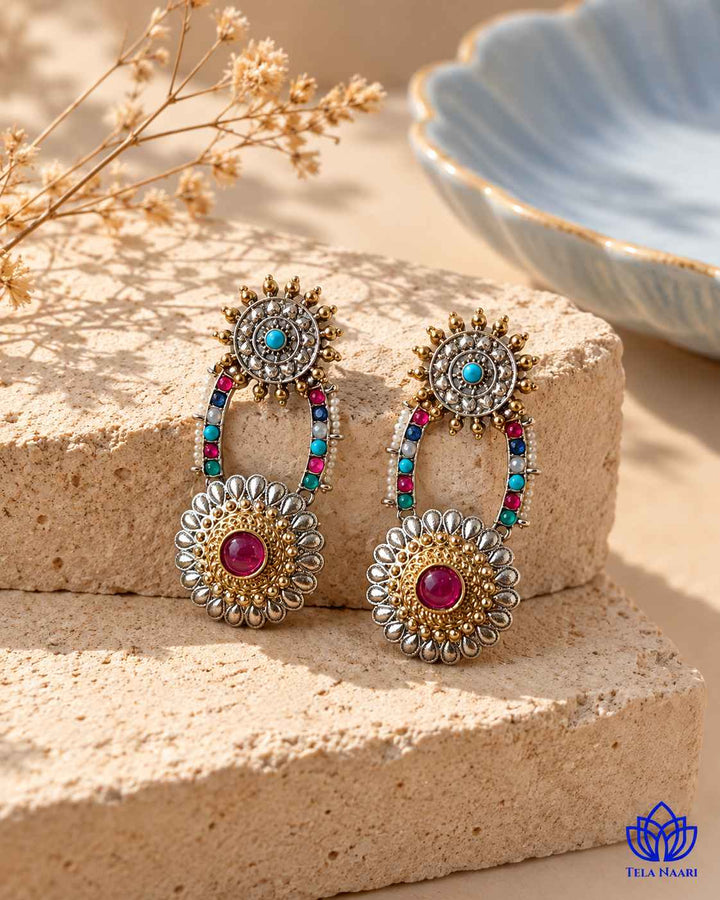 Sushma Dual Tone Dangler Earrings