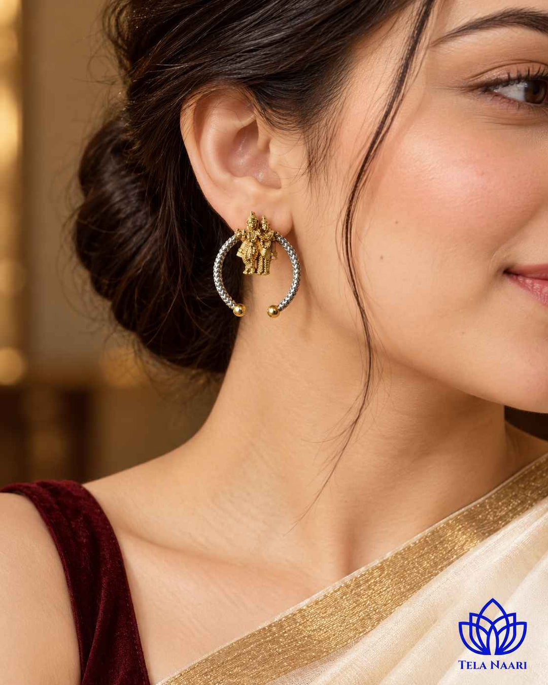Radhe Krishna Dual Tone Stud Earrings