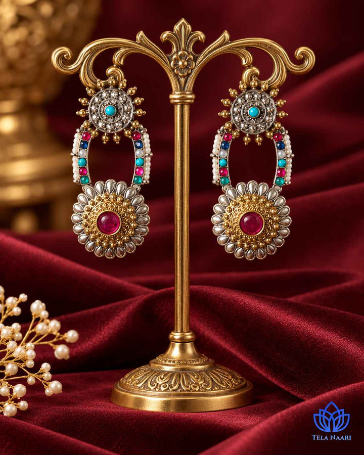 Sushma Dual Tone Dangler Earrings