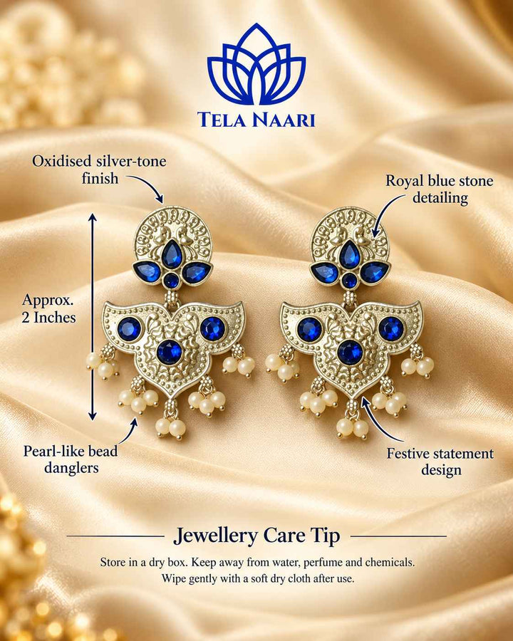 Silver Oxidised Earrings Bashobi