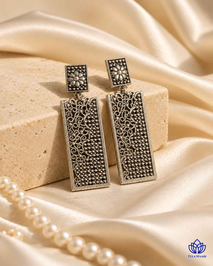 Bhavya Tear Drop Silver-Plated Earrings