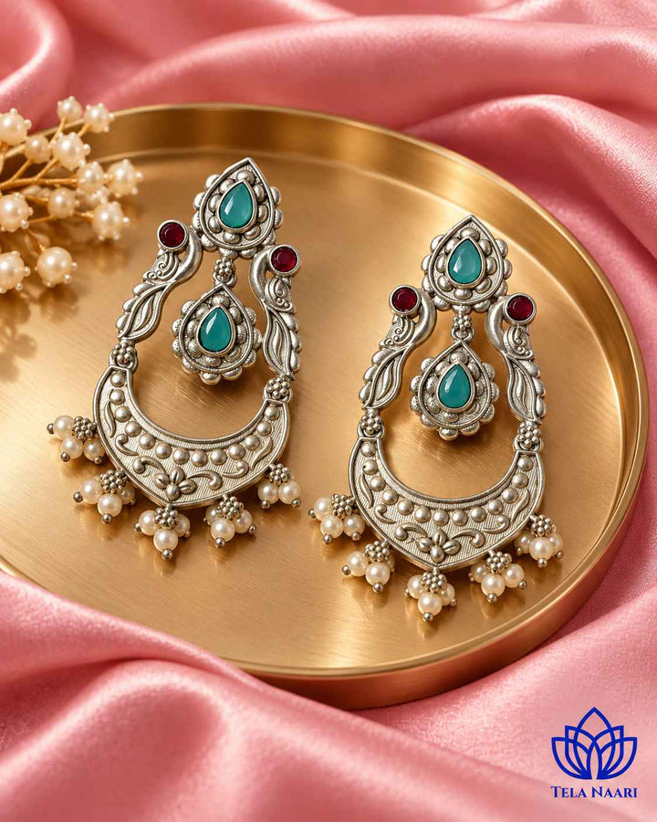 Silver Oxidised Earrings Jannat