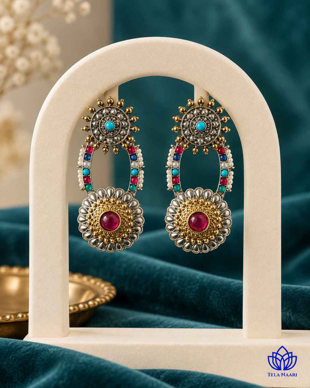 Sushma Dual Tone Dangler Earrings