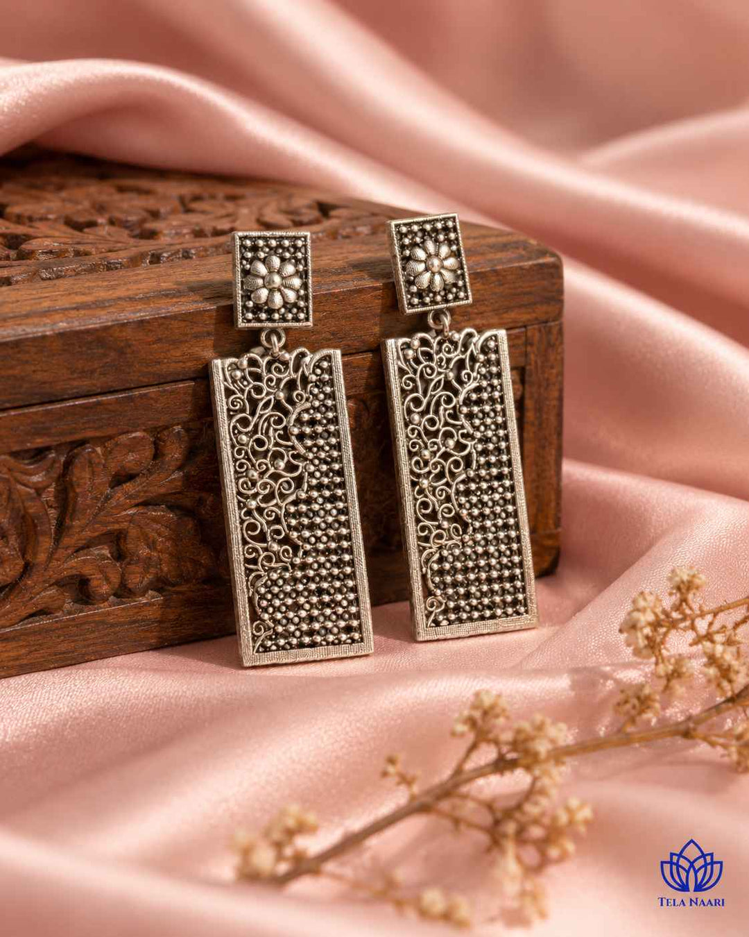 Bhavya Tear Drop Silver-Plated Earrings