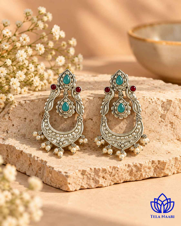 Silver Oxidised Earrings Jannat