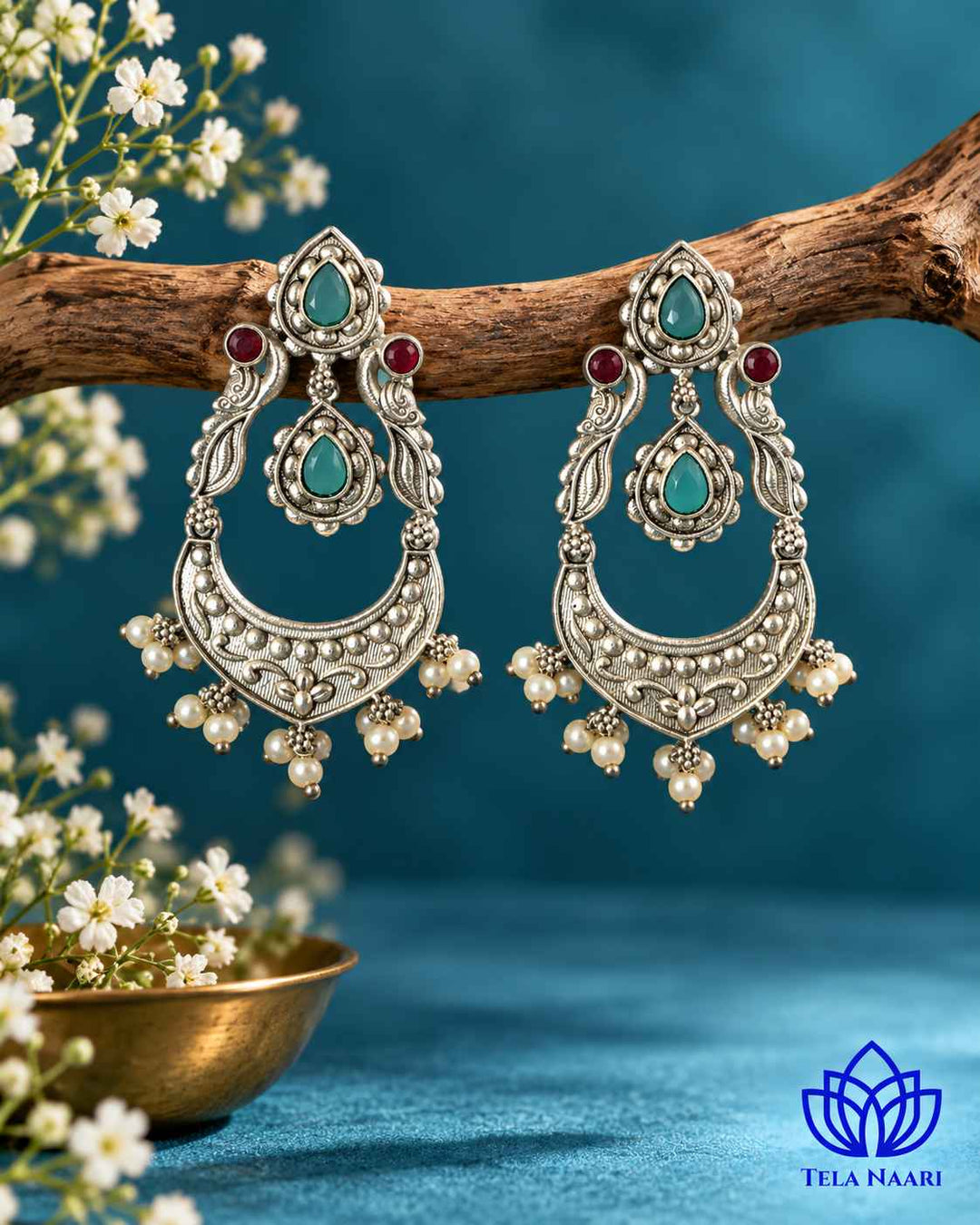 Silver Oxidised Earrings Jannat